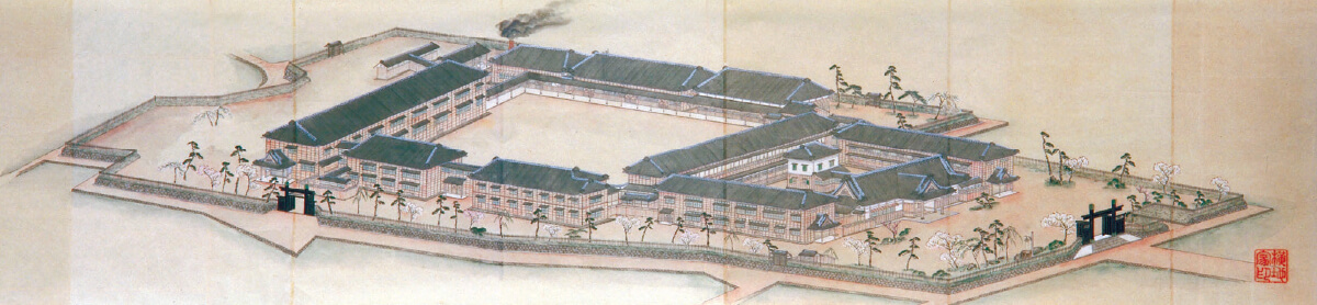 宇治館町新校舎の鳥瞰図